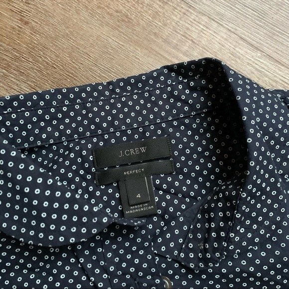J.CREW Polka Dot Slim Stretch Perfect Shirt In Navy White 4 - Picture 5 of 9